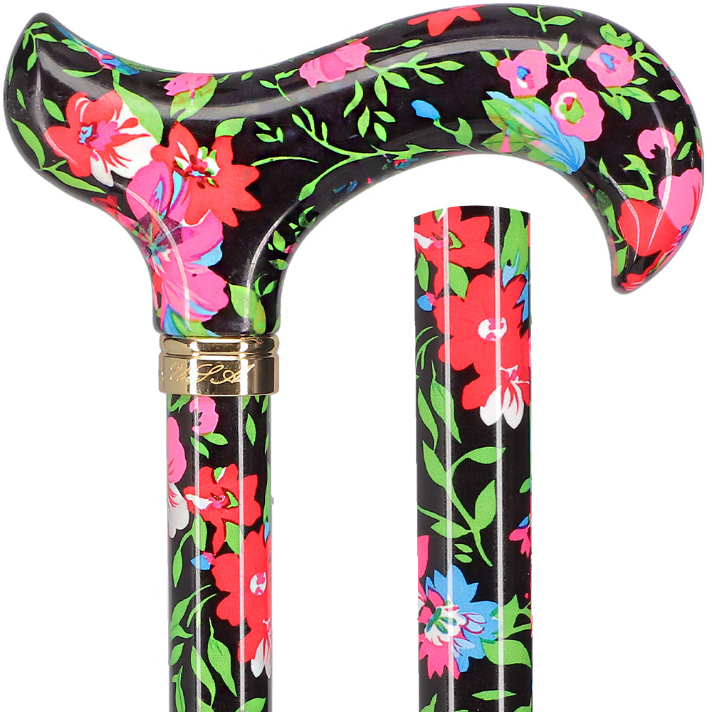 Moonlit Floral: Designer Adjustable Cane w/ Patterned Handle Newest Cheap Pice