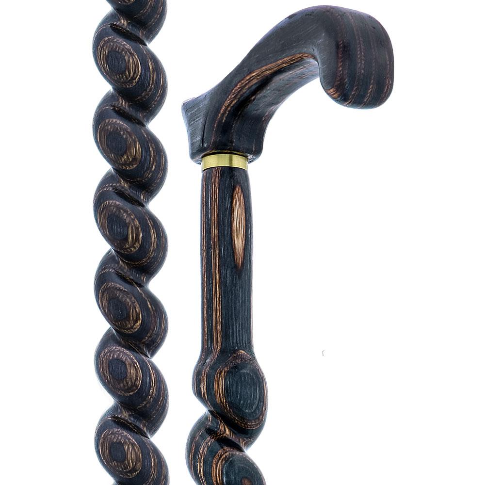 USA-Made Twisted Spiral Cane: Gunstock Brown Durable Laminate Sale Outlet