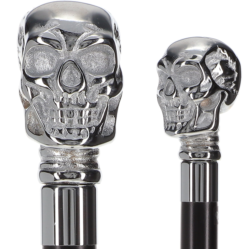 Scratch and Dent Premium Brass Chrome Skull Handle Stick: Black Beechwood V2087 Buy Cheap Limited Edition
