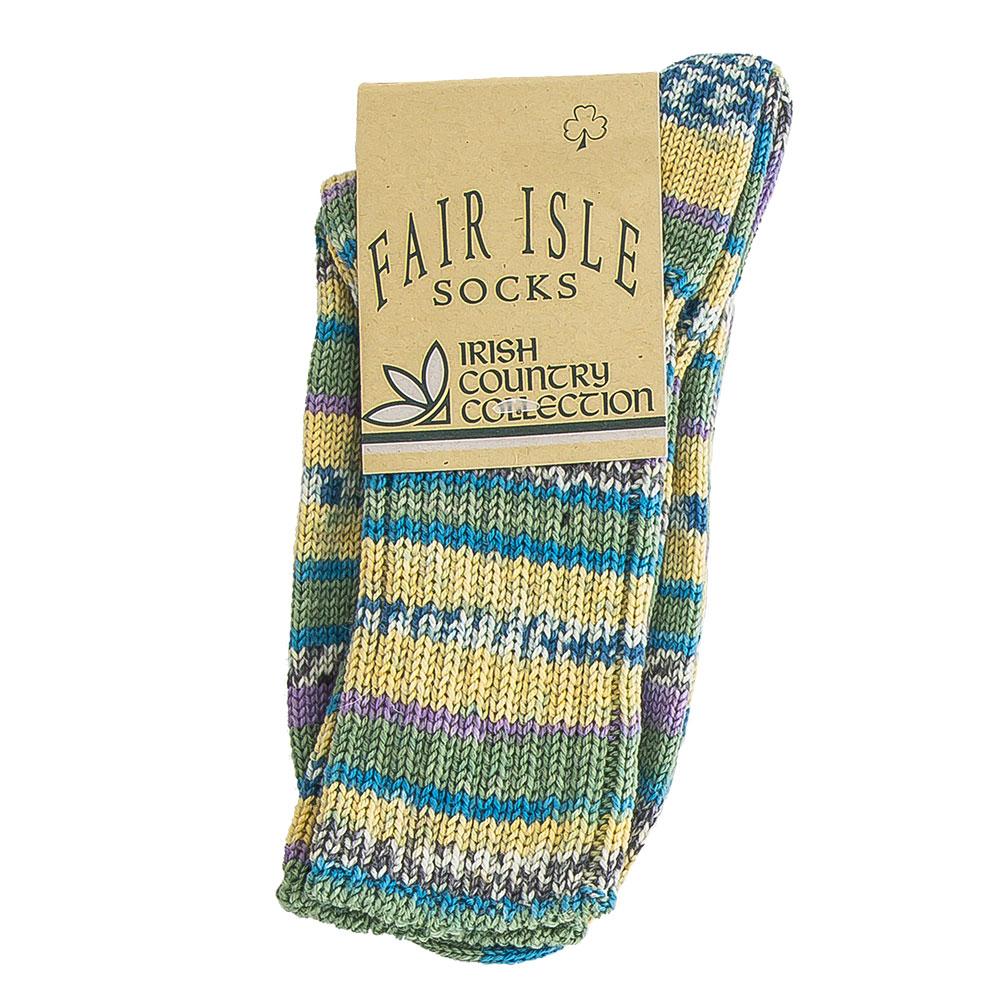 Ladies Gorgeous Green Pattern Designer Irish Wool Country Socks Low Cost