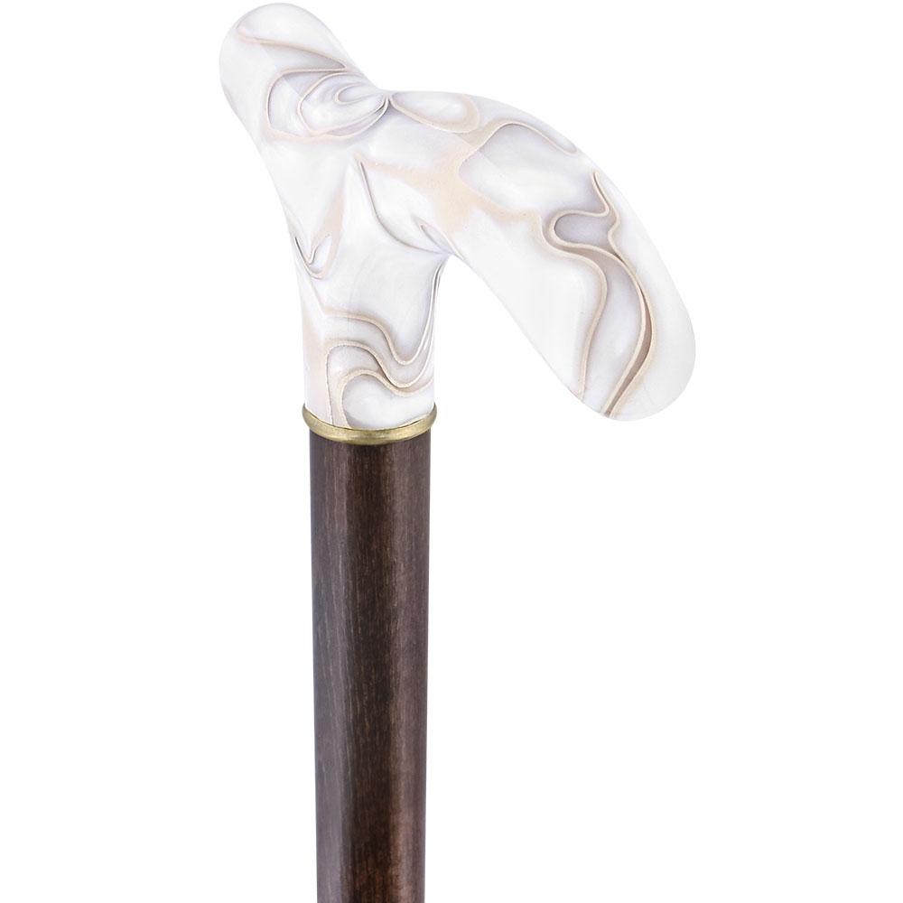 Scratch and Dent Cream Vanilla Swirl Walking Cane w/ Brown Beechwood Shaft V2394 Cheap Online