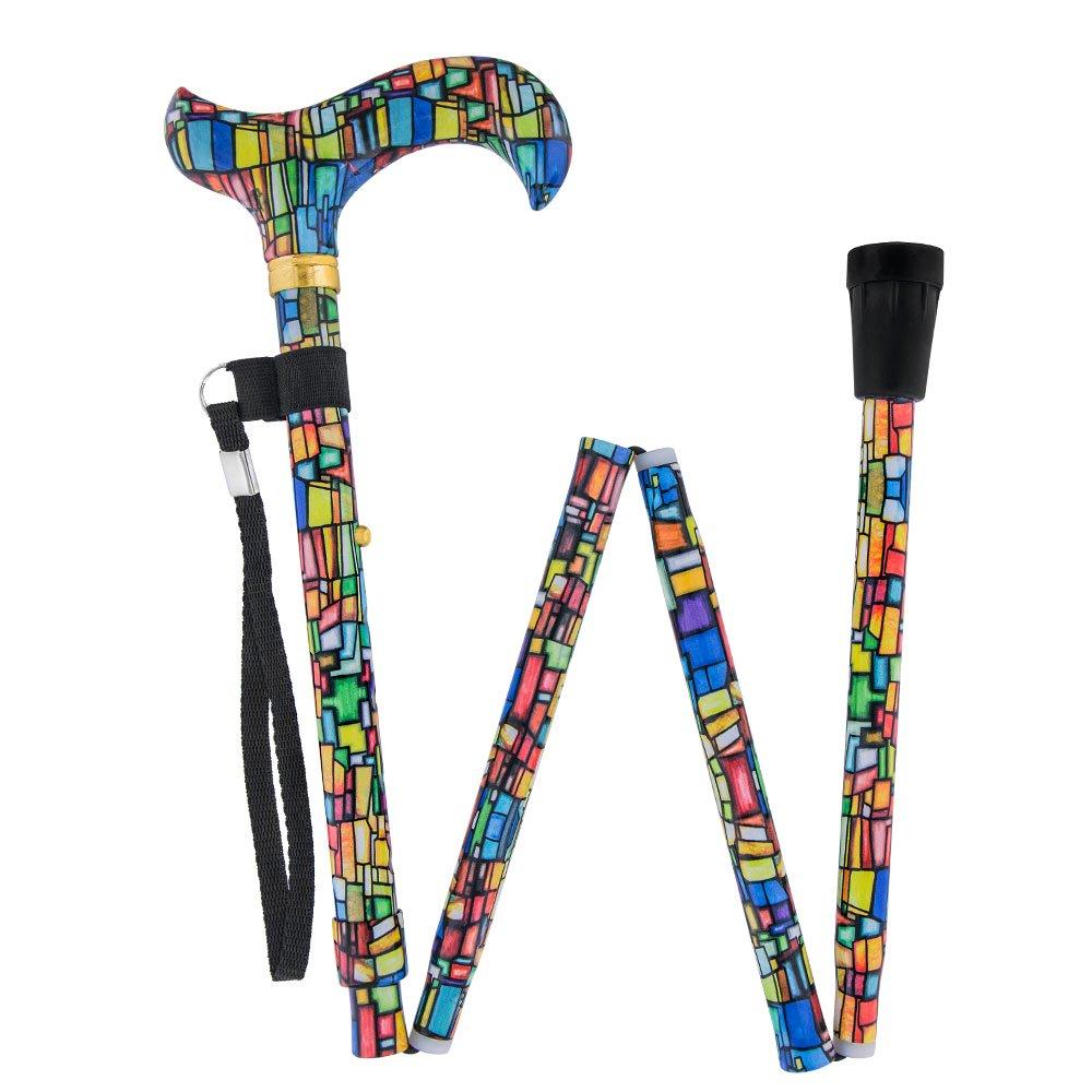 Mosaic Stained: Designer Pattern Folding Adjustable Cane Clearance Reliable