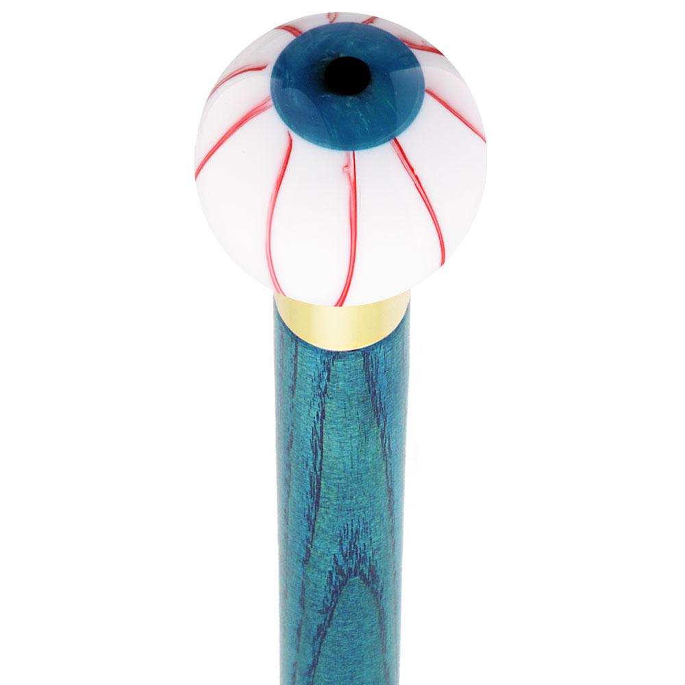 Blue Iris Bloodshot Eye Round Knob Cane w/ Custom Color Ash Shaft & Collar Outlet Online