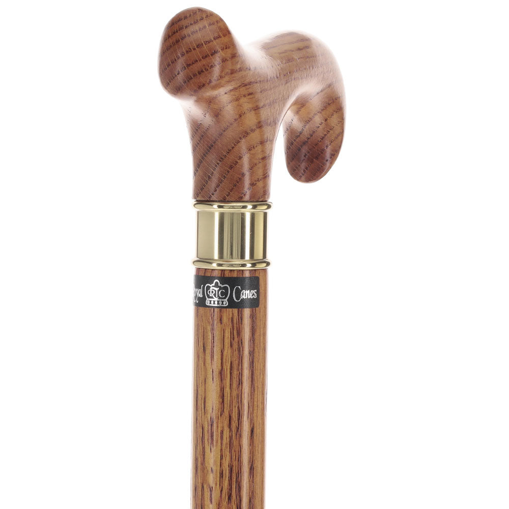 Scratch and Dent Super Strong Natural Oak Derby Cane: Extra Long, Brass Collar V3391 Very Cheap