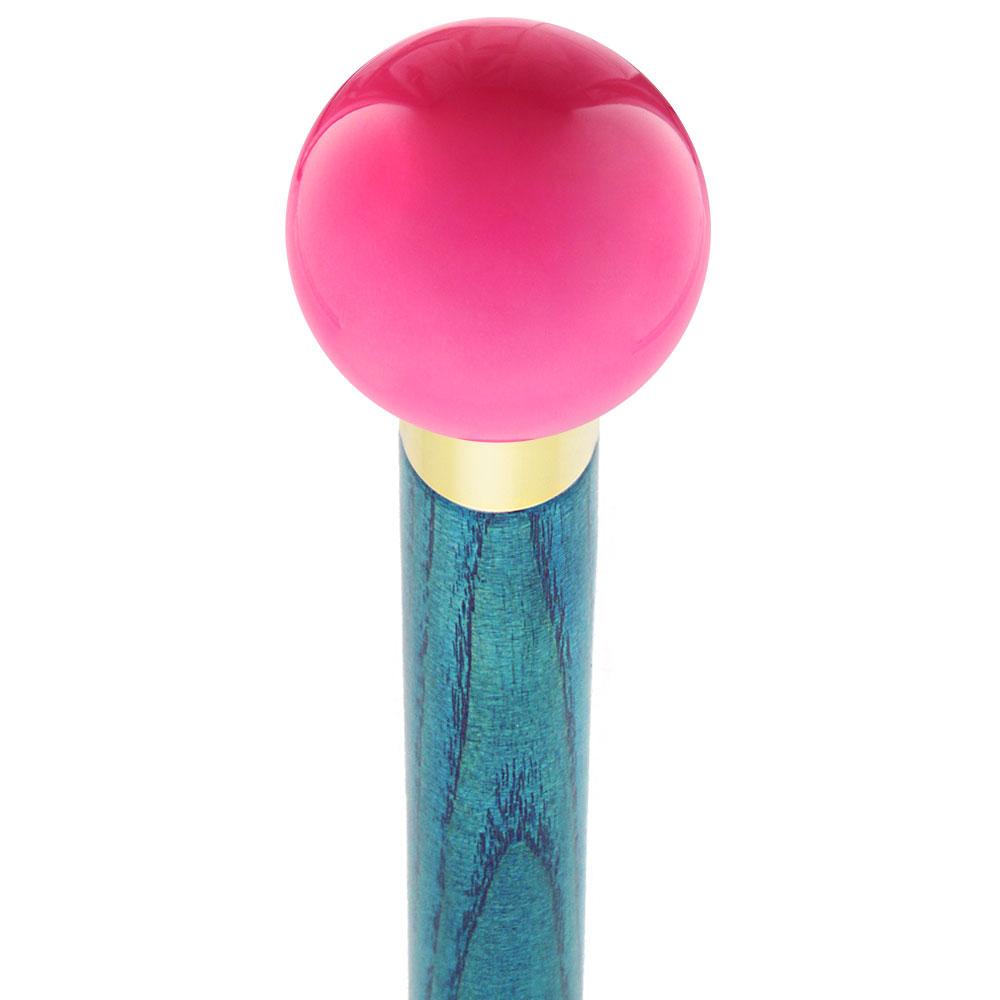 Hot Pink Round Knob Cane w/ Custom Color Ash Shaft & Collar Official Sale Online