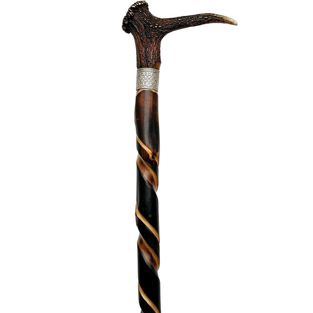 Unique Stag Horn Cane - Artisan Chestnut, Silver Detail Cheap Sale Discounts