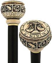 Comoys Astrological Libra Handle Walking Cane w/ Custom Shaft and Collar High Quality For Sale