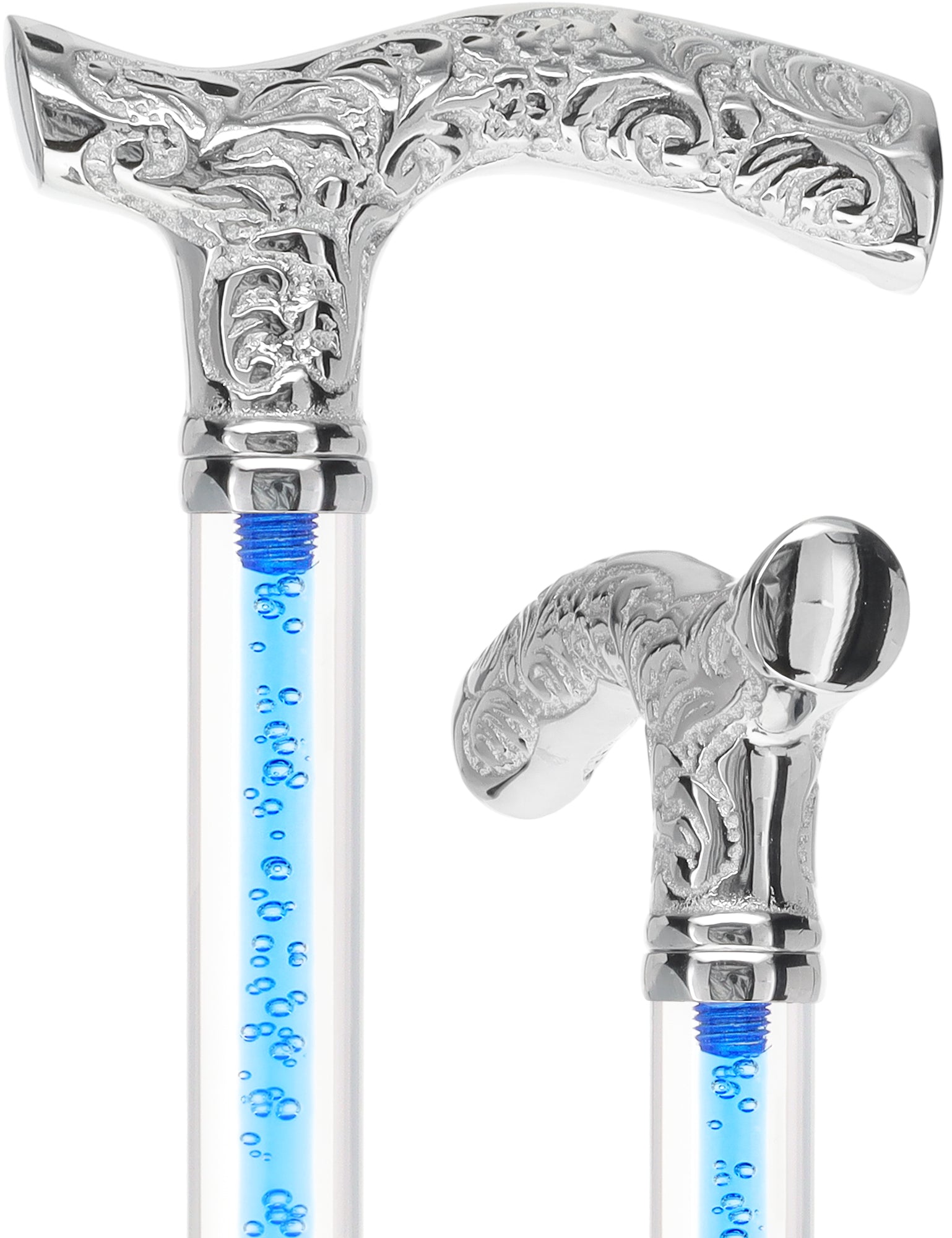 Color Crystal Elegance Chrome Fritz Cane with Invisible Acrylic Shaft Options Free Shipping Genuine