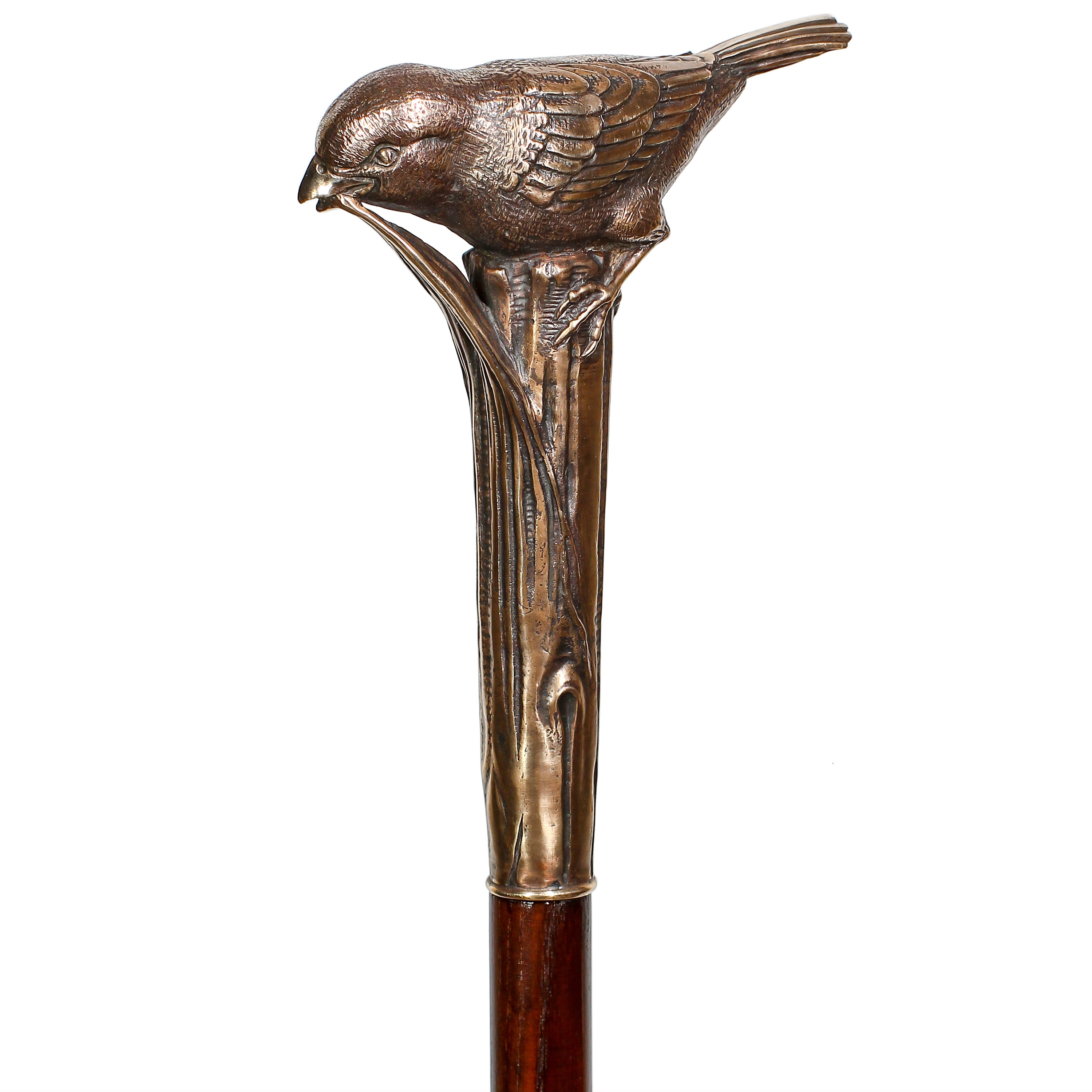 Sparrow Bird: Casted Bronze Artisan Intricate Walking Cane Clearance Pick A Best