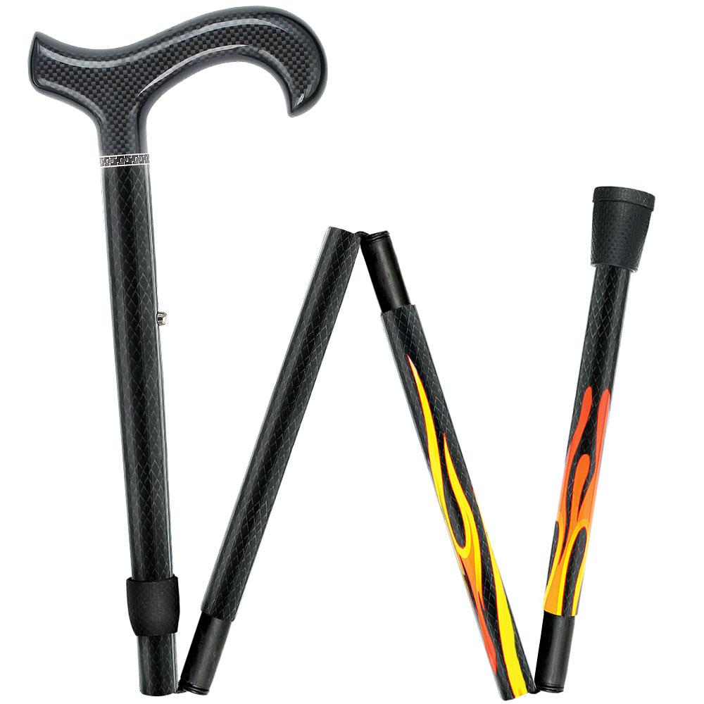 Dr. House Flame Derby Cane: Foldable & Adjustable Carbon Fiber Clearance Purchase