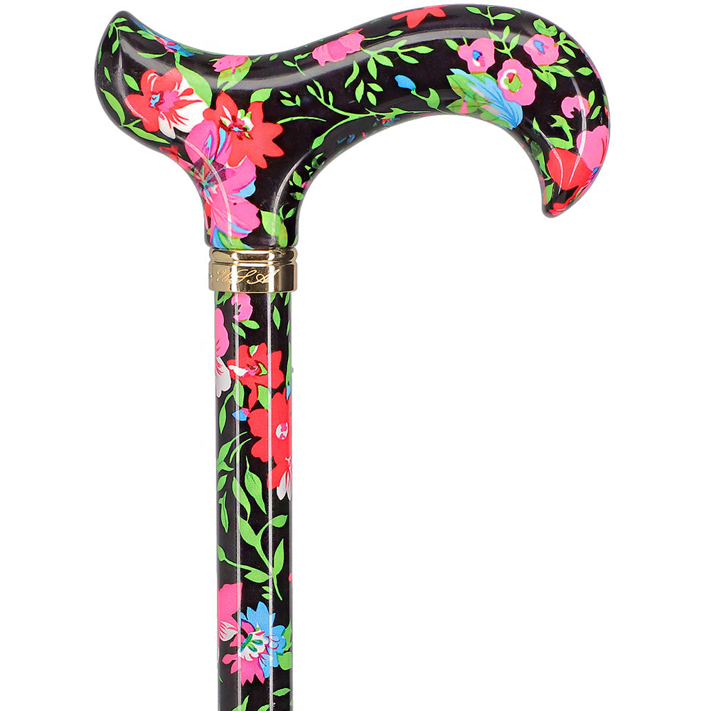 Scratch and Dent Moonlit Floral Derby-Handle Designer Adjustable Cane V1716 Low Cost Sale Online