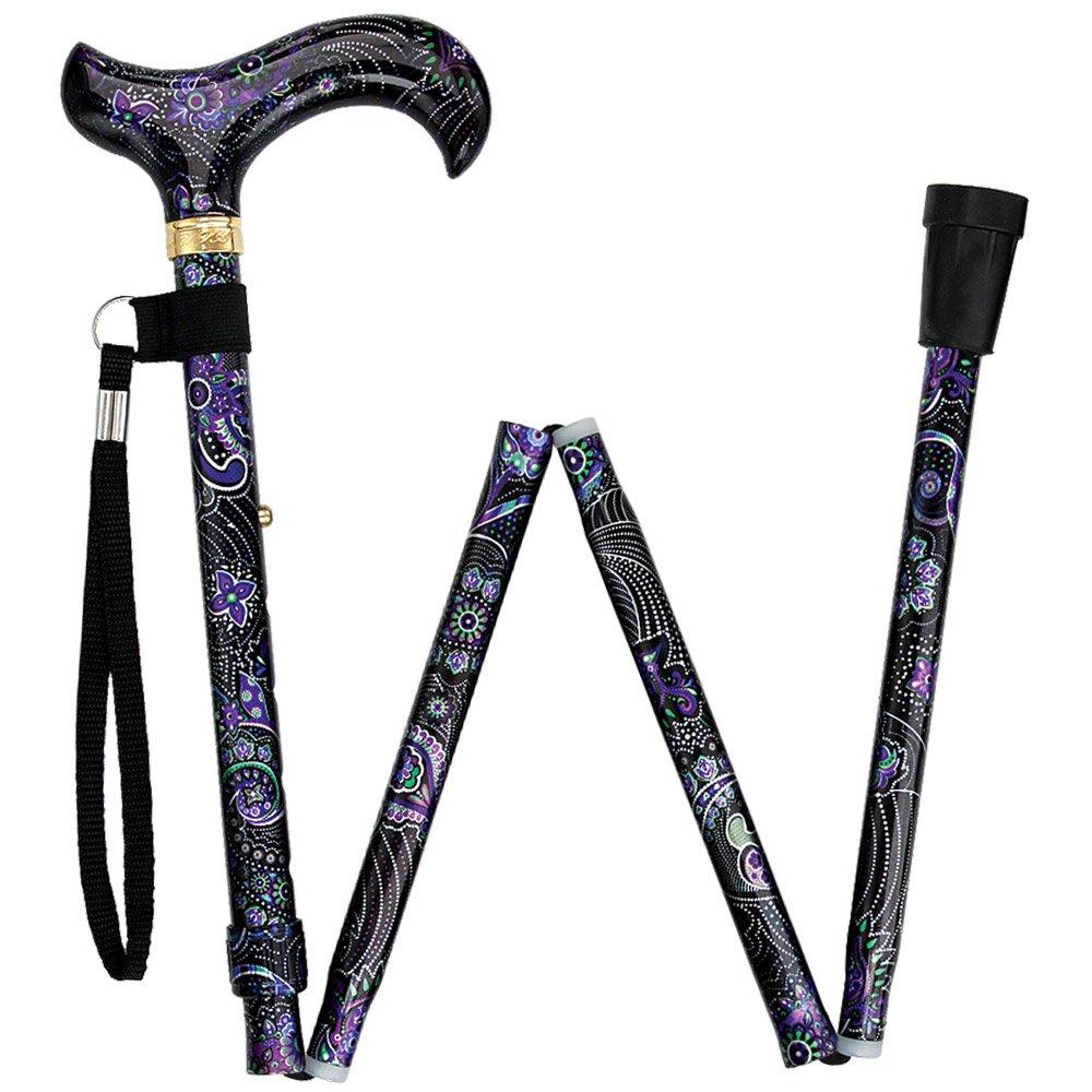 Scratch and Dent Purple Majesty: Designer Adjustable Folding Cane w/ Patterned Handle V3069 Outlet 2025 Newest