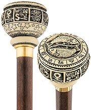 Scratch and Dent Astrological Pisces Knob Cane w/ Brown Beechwood Shaft and Brass Collar V2406 Clearance Factory Outlet