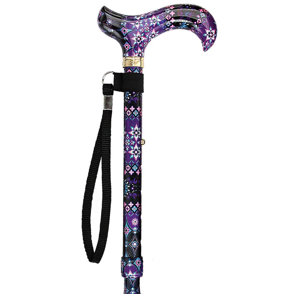 Pretty Purple Designer Folding Cane w/ SafeTbase Adjustable Sale Great Deals