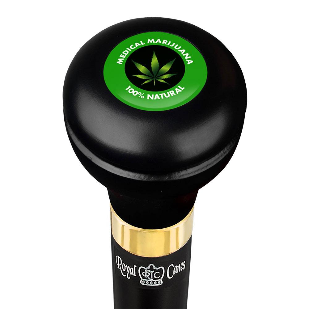 Medical Marijuana Flask Walking Stick w/ Black Beechwood Shaft & Pewter Collar Clearance Extremely