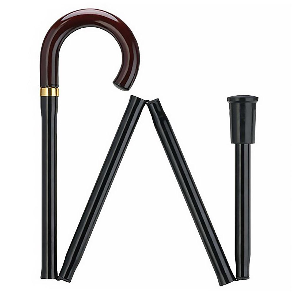 Folding Cane: Solid wood Crook Handle & aluminum shaft Cheap Pice Store