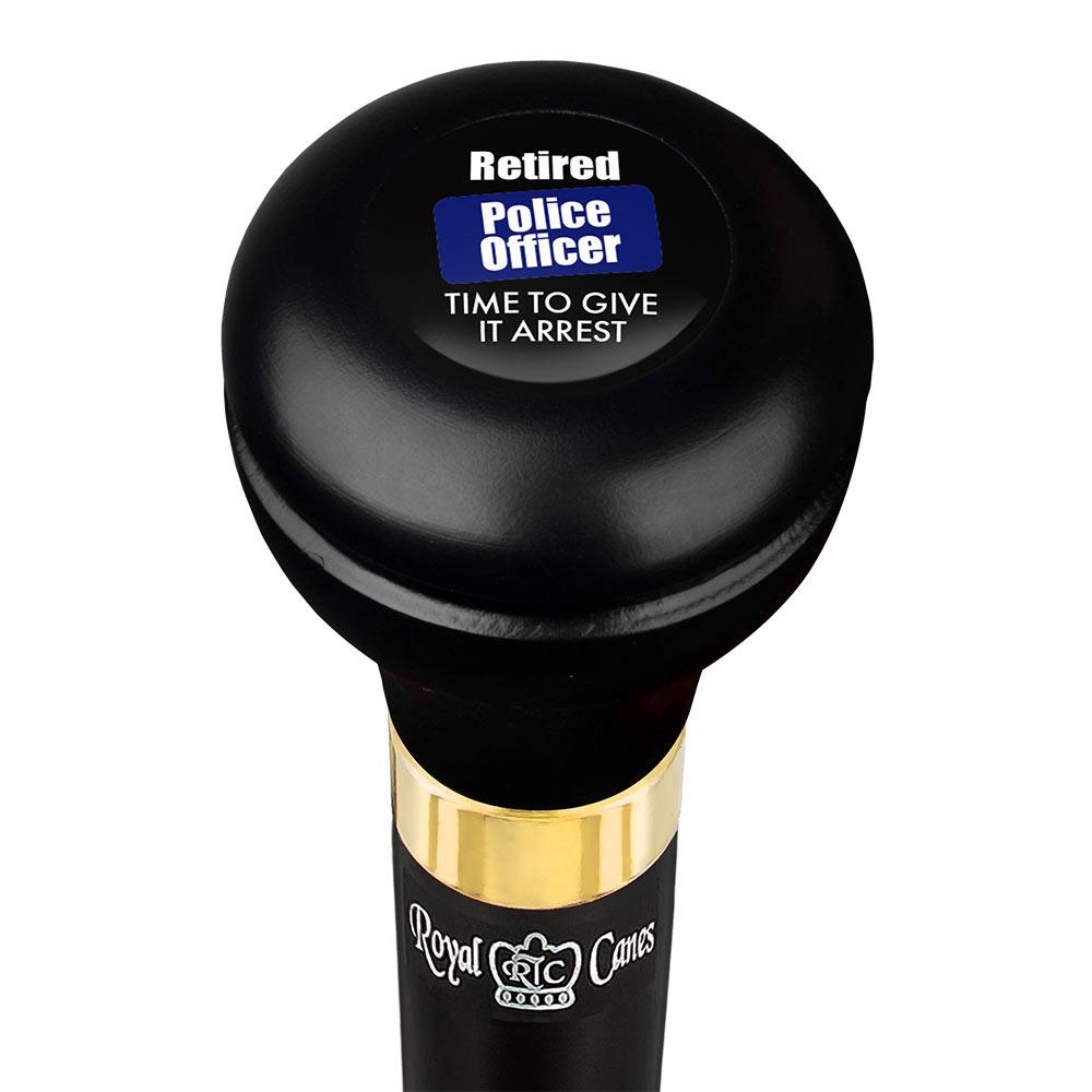 Police Give It Arrest Flask Walking Stick w/ Black Beechwood Shaft & Pewter Collar Outlet Cheap Pice