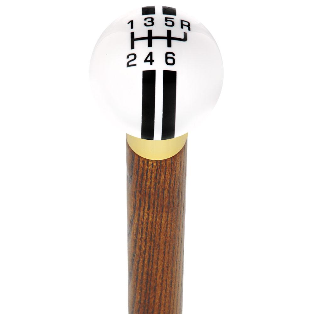 Black & White Rally Shift Round Knob Cane w/ Custom Wood Shaft & Collar 100% Original