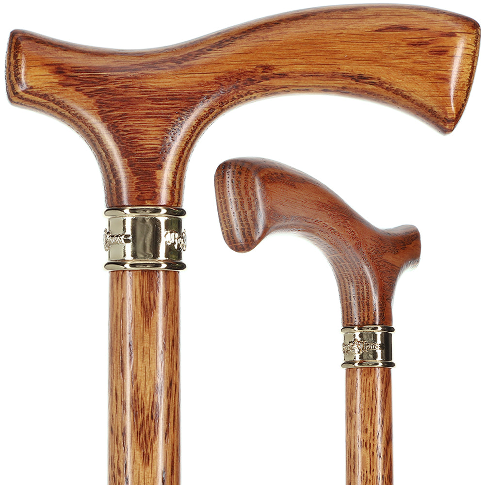 Elegant Slim-Line Oak Fritz Cane with Brass Collar Discount Latest Collections