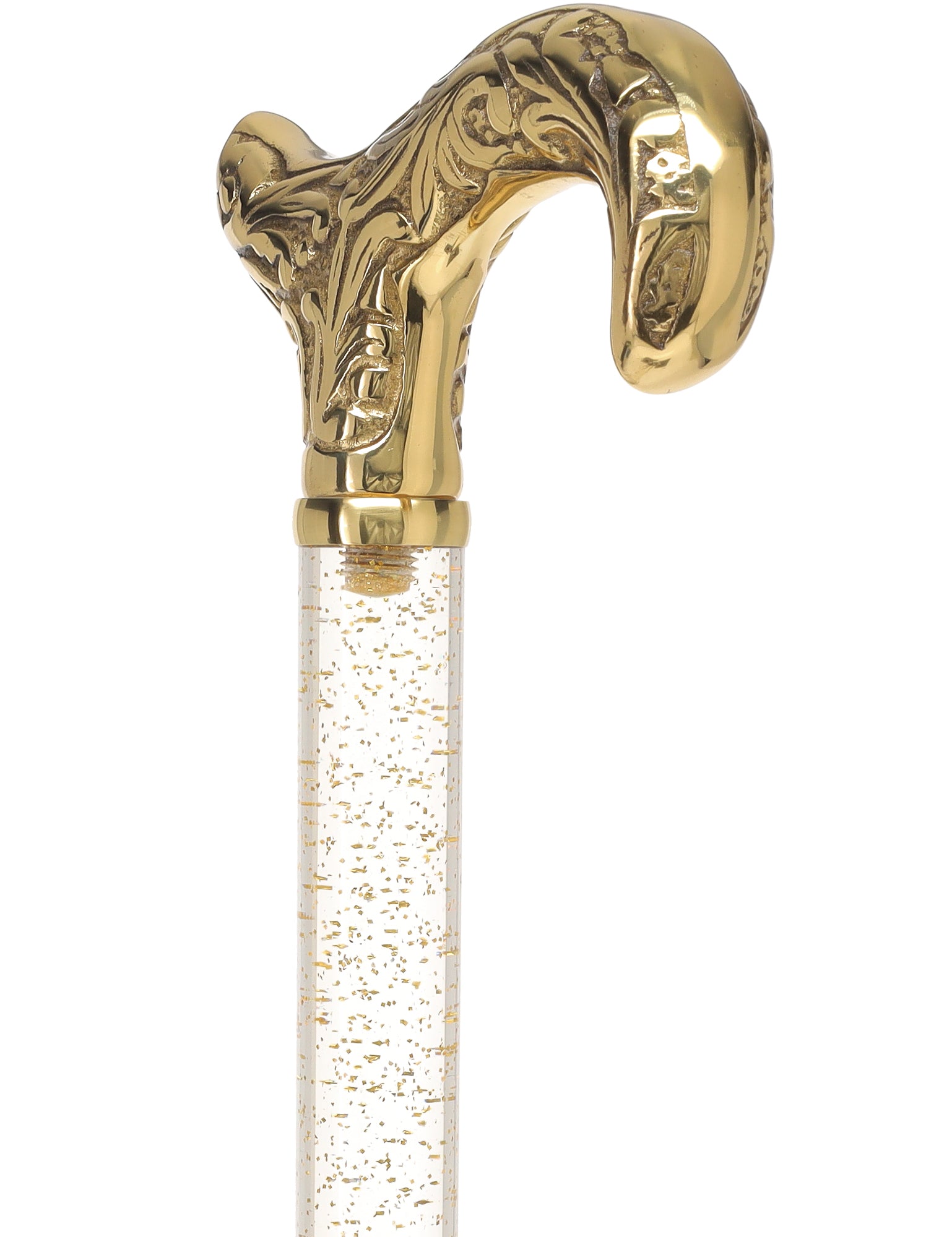 Crystal Elegance Brass Derby Cane with Invisible Acrylic Shaft Options Sale Supply