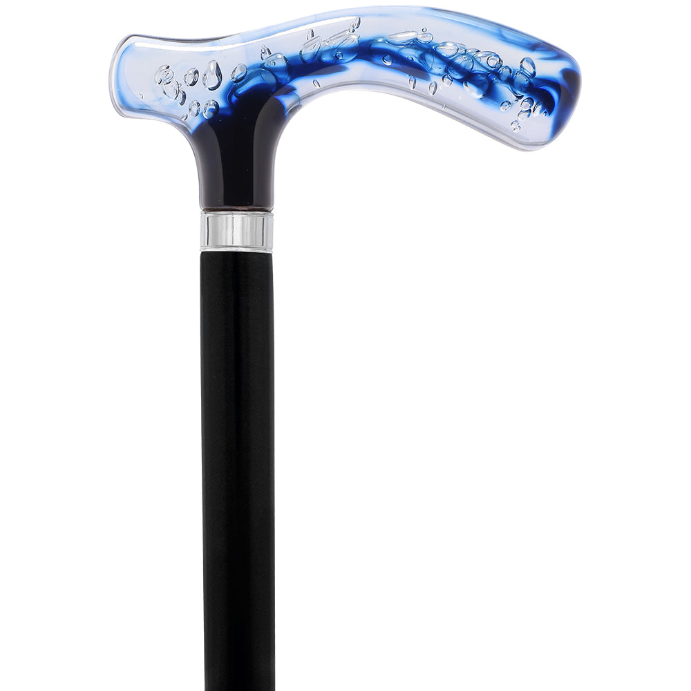 Scratch and Dent Blue & Clear Acrylic Bubble Handle Cane - Custom Wooden Shaft V3431 Discount Authentic Online