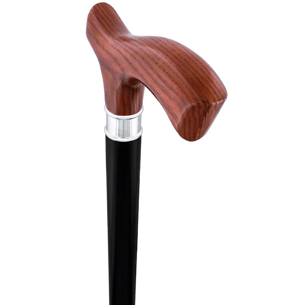 Scratch & Dent XL Genuine Mahogany Ash Fritz Cane w/ Black Beechwood Shaft & Silver collar V1298 With Paypal Cheap Pice