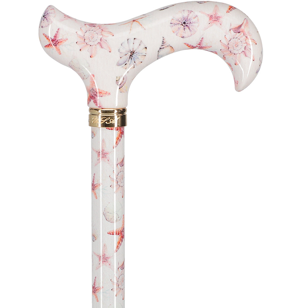 Watercolor Seashells: Designer Derby Cane Patterned Handle Buy Cheap Very Cheap