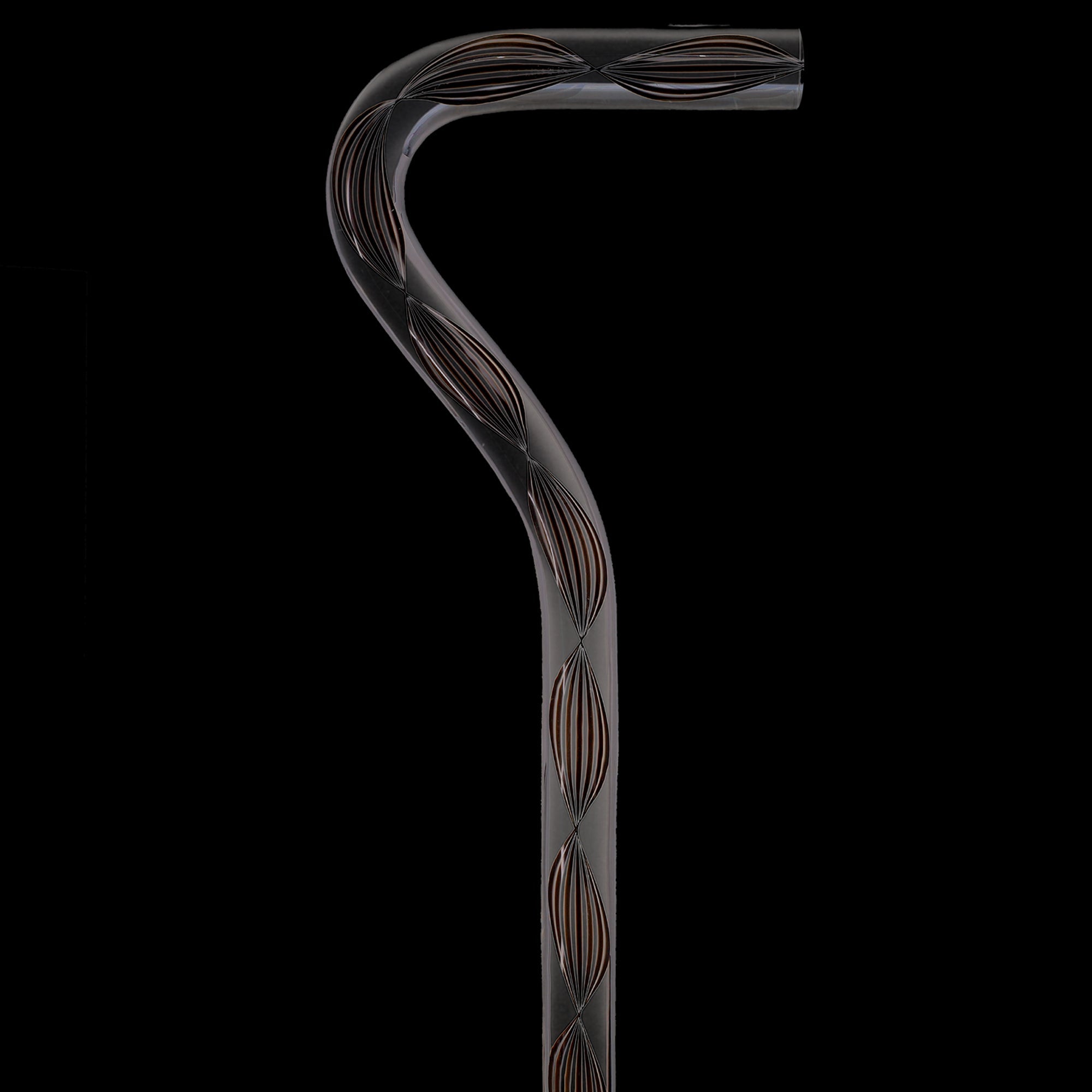 Scratch and Dent Obsidian Helix Cane: Sophisticated Black Twists, Clear Shaft V3461 Pick A Best