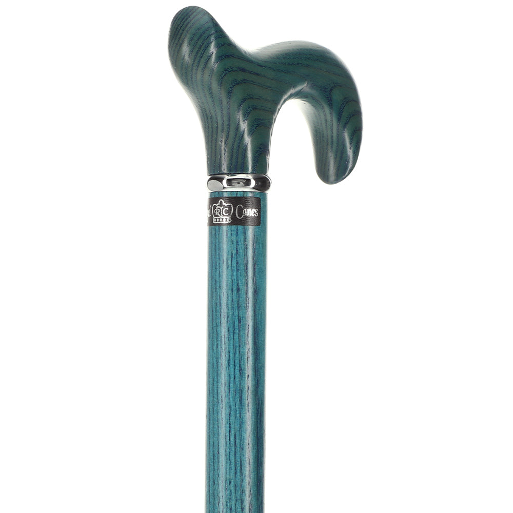 Scratch and Dent Blue Denim Derby Walking Cane With Ash Wood Shaft and Silver Collar V2201 Cheap Fake