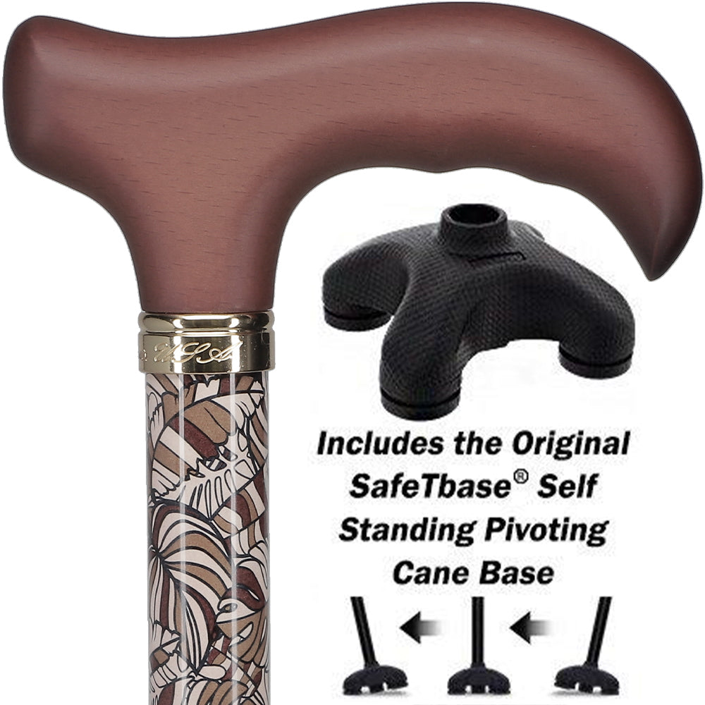 Bahama Leaf Adjustable Derby Cane - w/ SafeTbase Real Sale Online