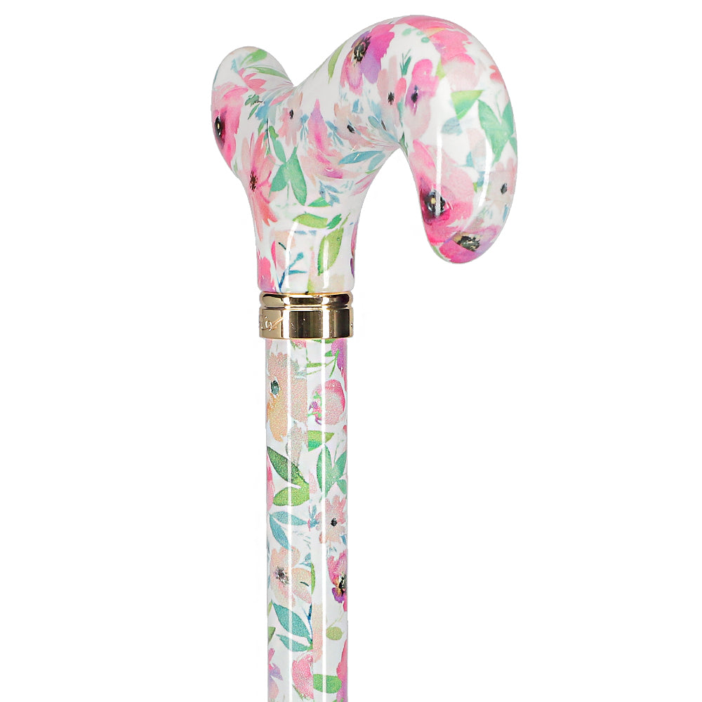 Scratch and Dent Watercolor Flowers: Designer Adjustable Cane w/ Patterned Handle V3051 Buy Cheap Deals