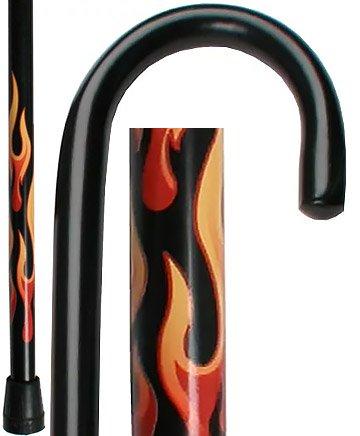 Scratch and Dent House Flame Tourist Walking Cane with Black Beechwood Shaft V1571 Get To Buy For Sale