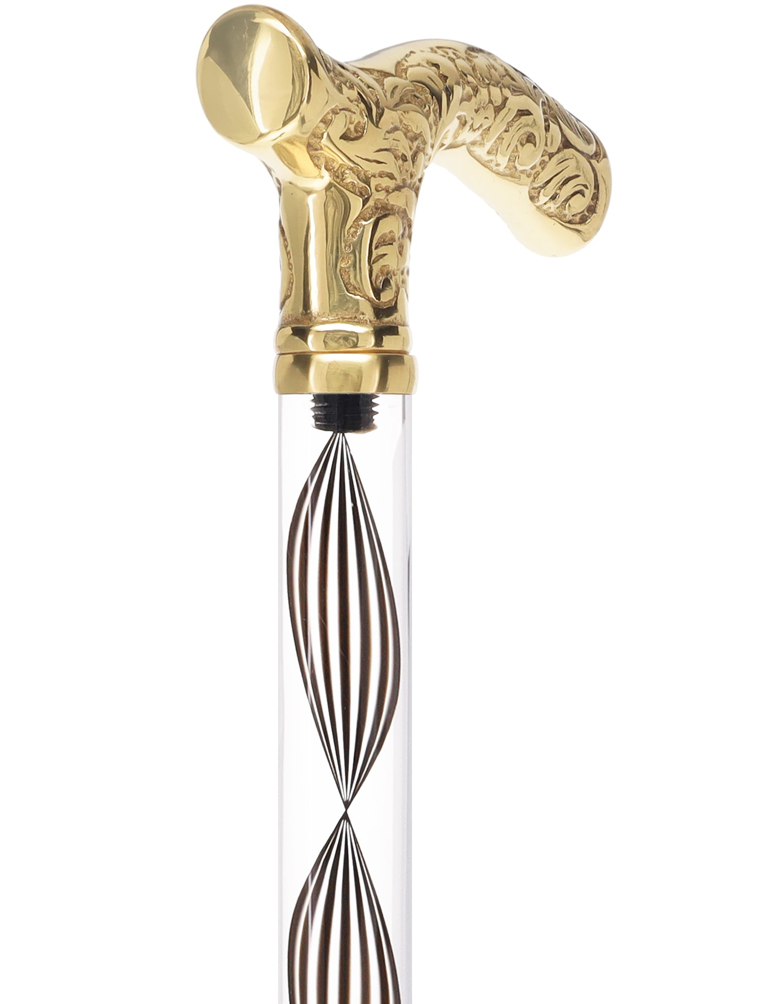 Crystal Elegance Brass Fritz Cane with Invisible Acrylic Shaft Options Cheap Very Cheap