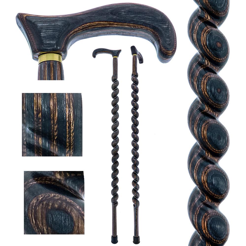 USA-Made Twisted Spiral Cane: Gunstock Brown Durable Laminate Sale Outlet