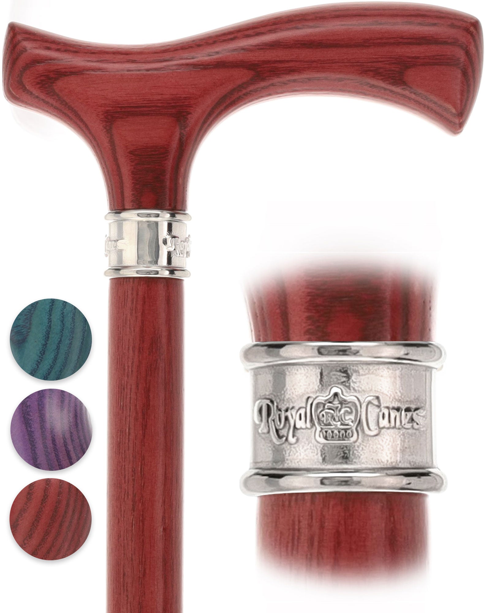 Royal Canes Fritz Comfort Grip: Matching Wood Handle & Shaft, 4 Stained Colors Discount Free Shipping