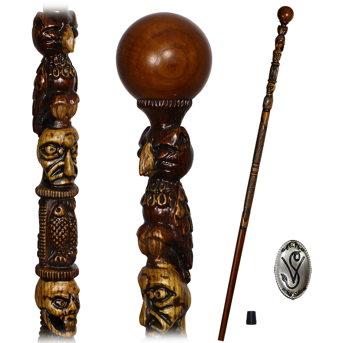 Totem Pole Indian Heritage Artisan Intricate Hand-Carved Cane Sale Cheap Online