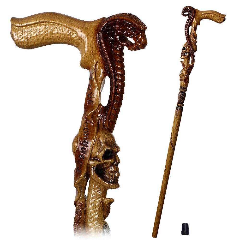 Cobra & Skull Encounter: Intricately Handcarved Artisan Cane Cheap Lowest Pice