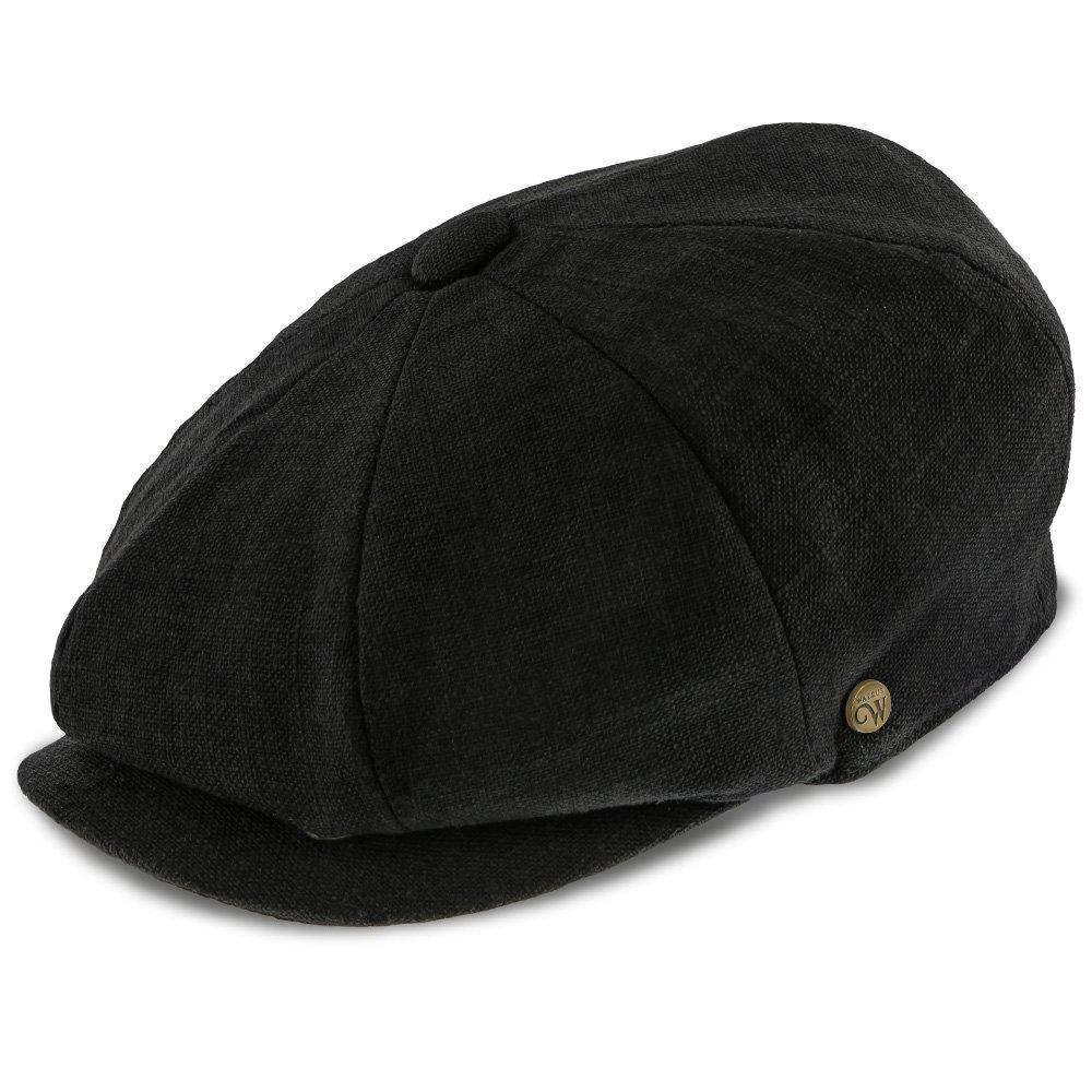 Boardwalk - Walrus Hats Black Linen/Cotton Blend 8 Panel Newsboy Cap Clearance 100% Original