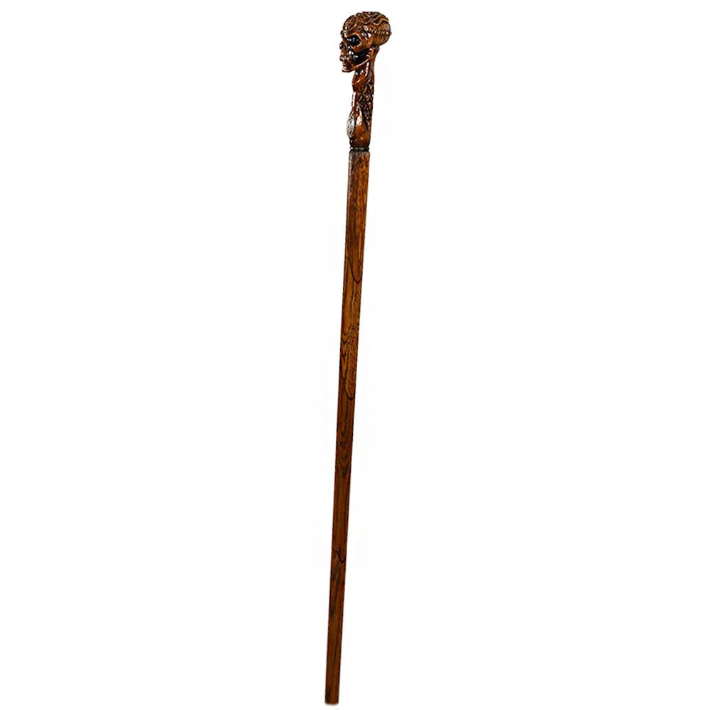 Egyptian Skull Cane: Unique Wood Handcarved Artisan Detail Footlocker Pictures