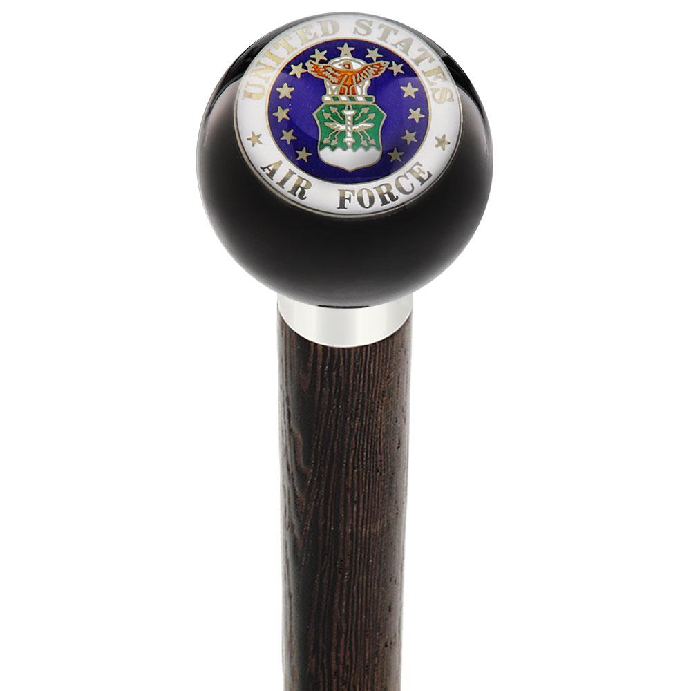 Scratch and Dent U.S. Air Force Black Round Knob Cane w/ Black Beechwood Shaft & Brass Silver Collar V2185 Buy Cheap With Credit Card