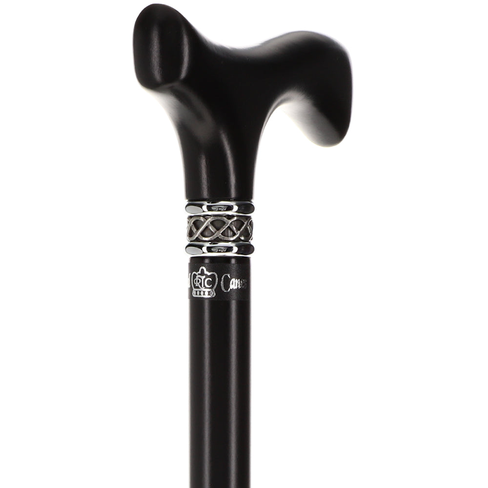 Scratch and Dent Slim Line Fritz Walking Cane With Black Beechwood Shaft and Braided Pewter Collar V2188 Outlet Pices