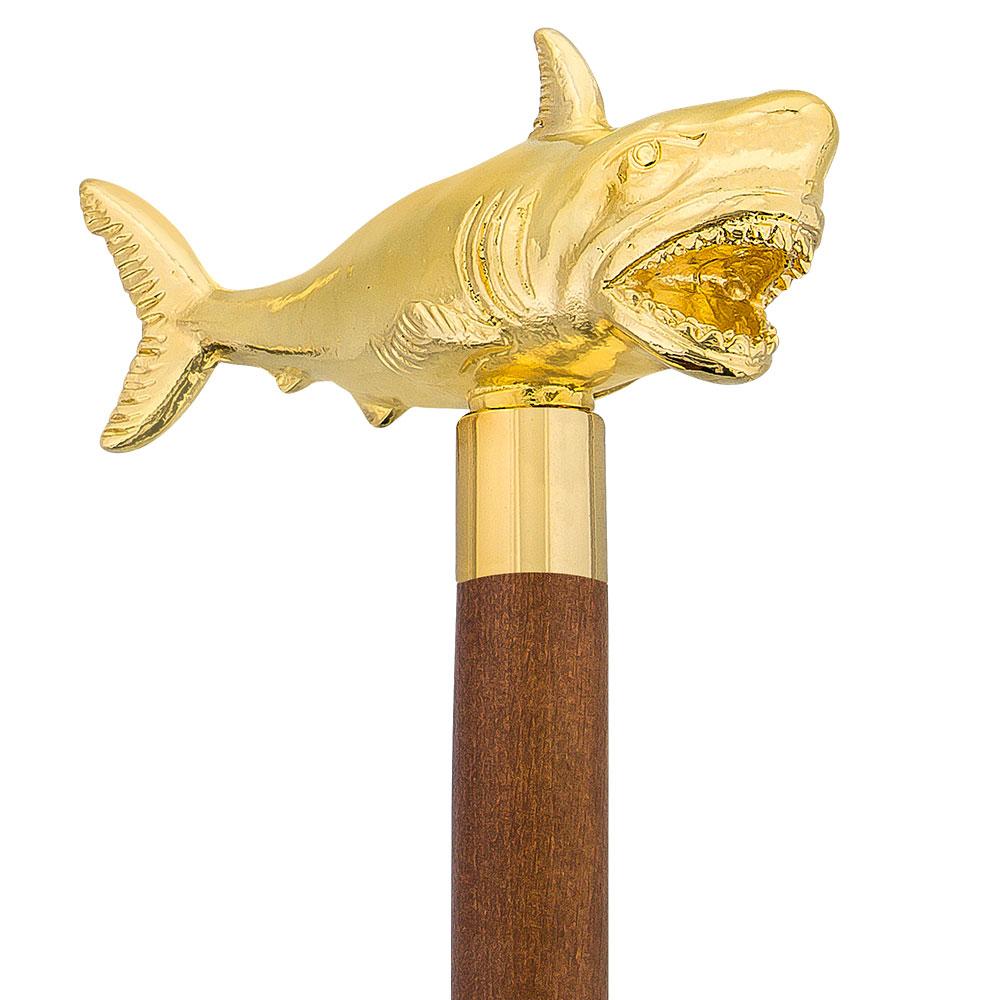 Great White Shark Handle Cane made w/ 18k Gold w/ Custom Shaft & Collar Buy Cheap Order