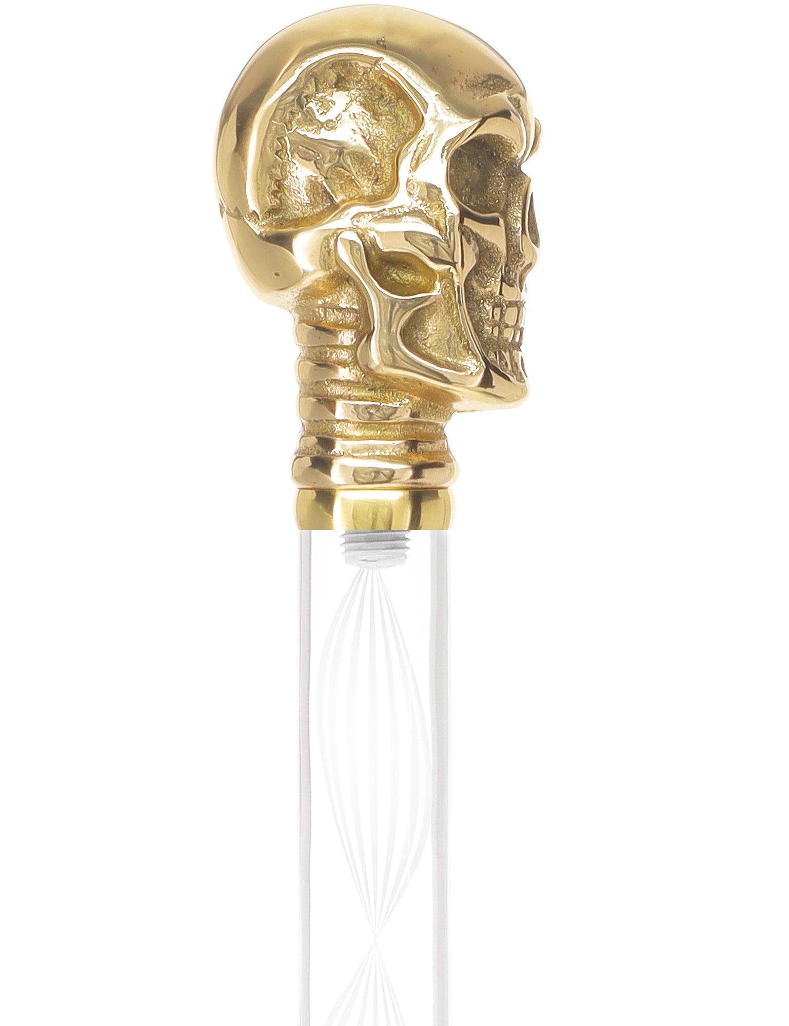 Crystal Elegance Brass Skull Cane with Invisible Acrylic Shaft Options Outlet