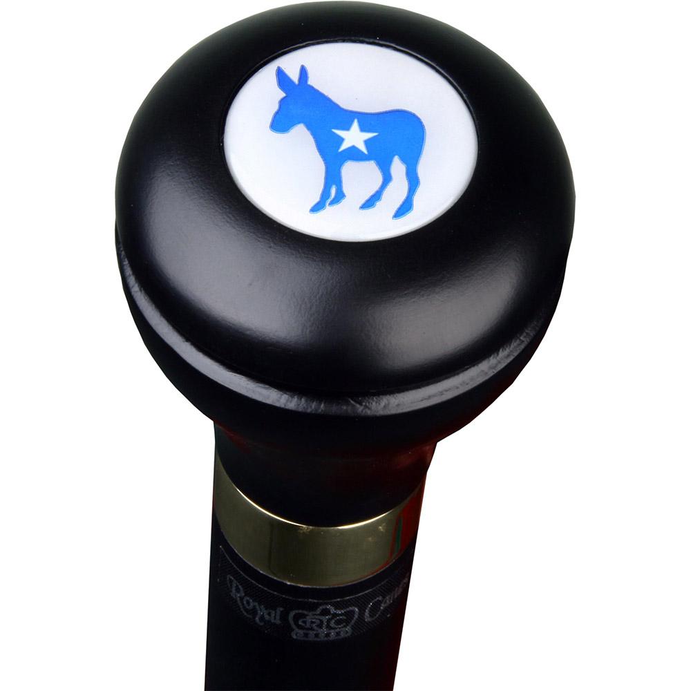 Democrat Emblem Flask Walking Stick: Wood Shaft Hidden Flask Shop For Sale