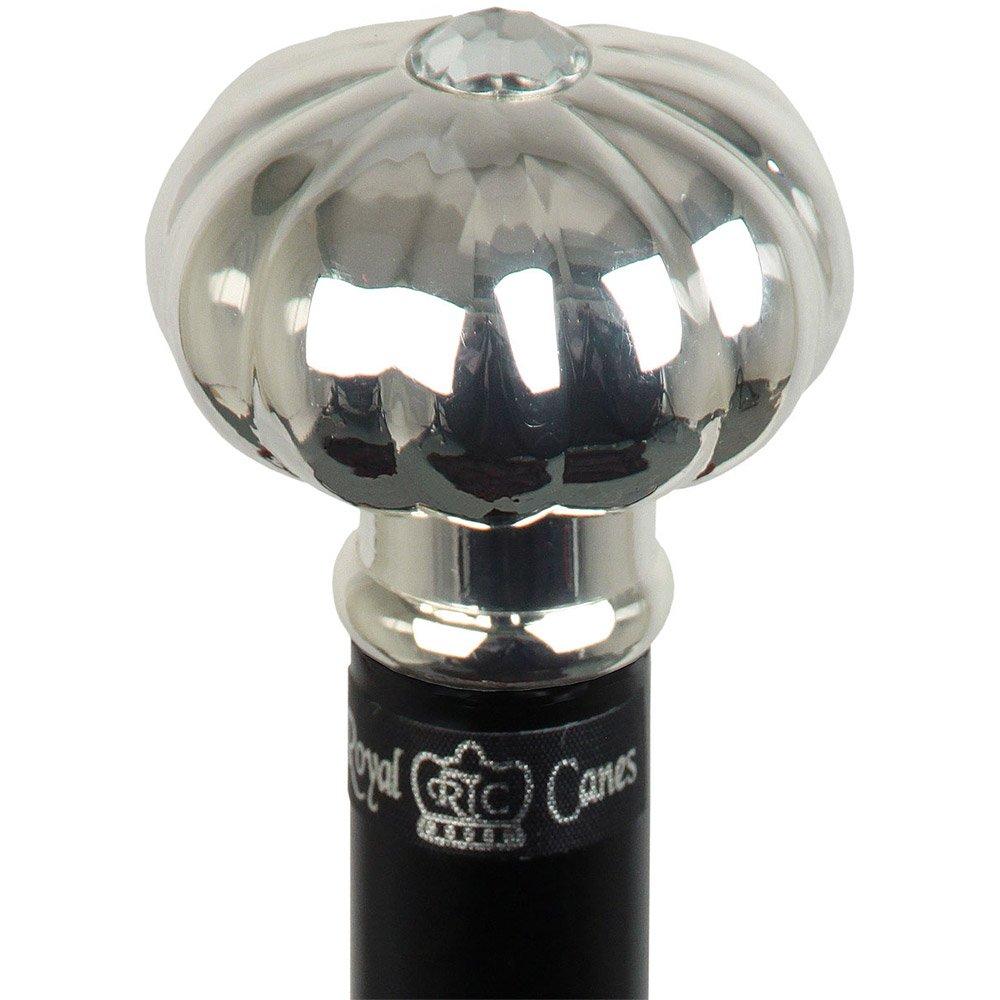 Silver Plated Globe Knob Stick: Elegant Black Beechwood Shaft Inexpensive Sale Online