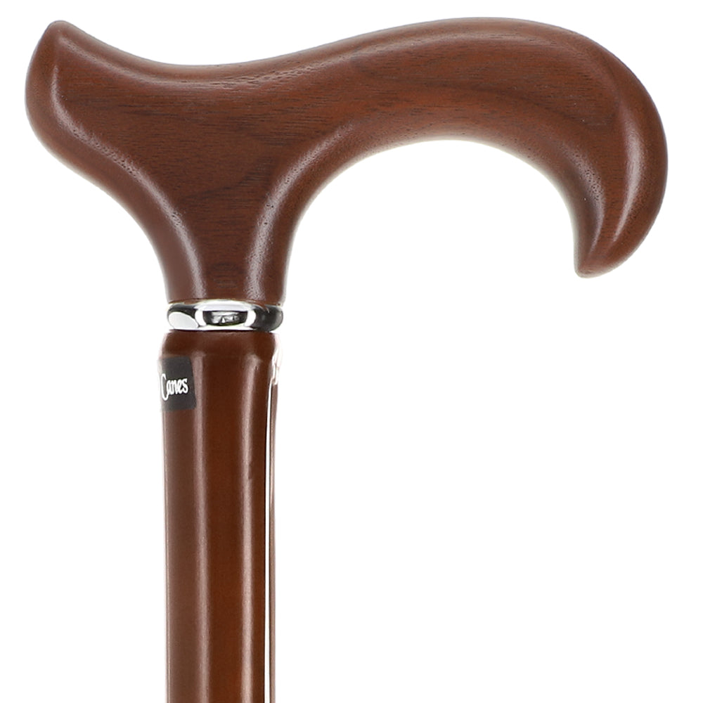 Scratch and Dent Walnut Derby Handle Cane with Dark Bamboo Shaft V2111 Real For Sale