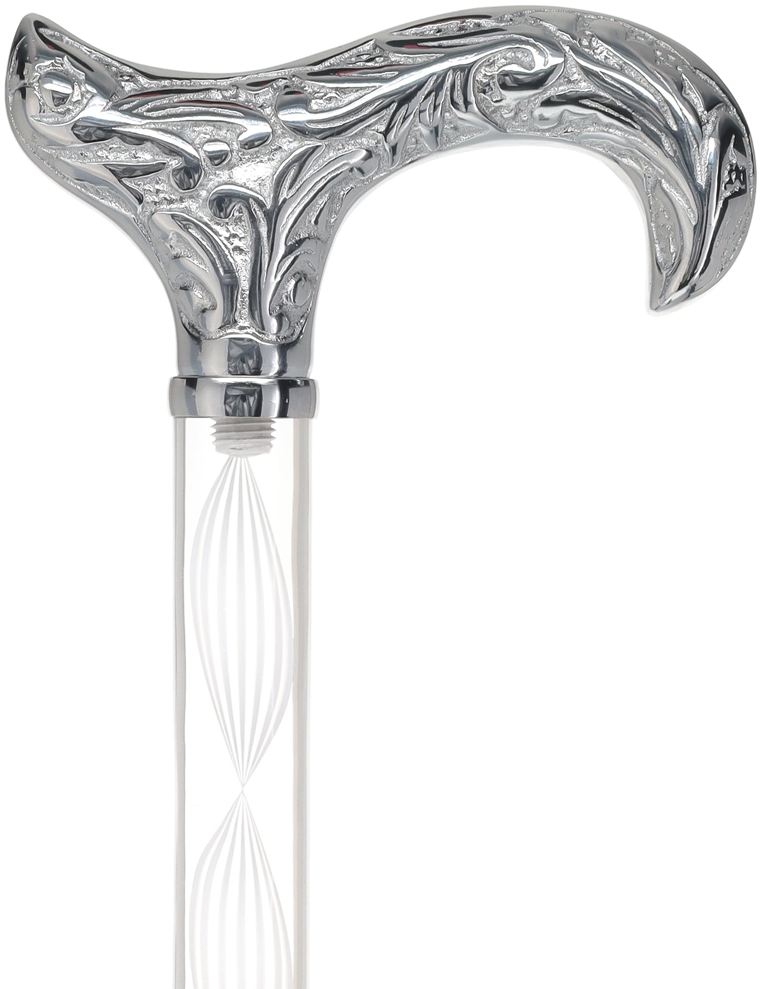 Crystal Elegance Chrome Derby Cane with Invisible Acrylic Shaft Options Latest Collections Online