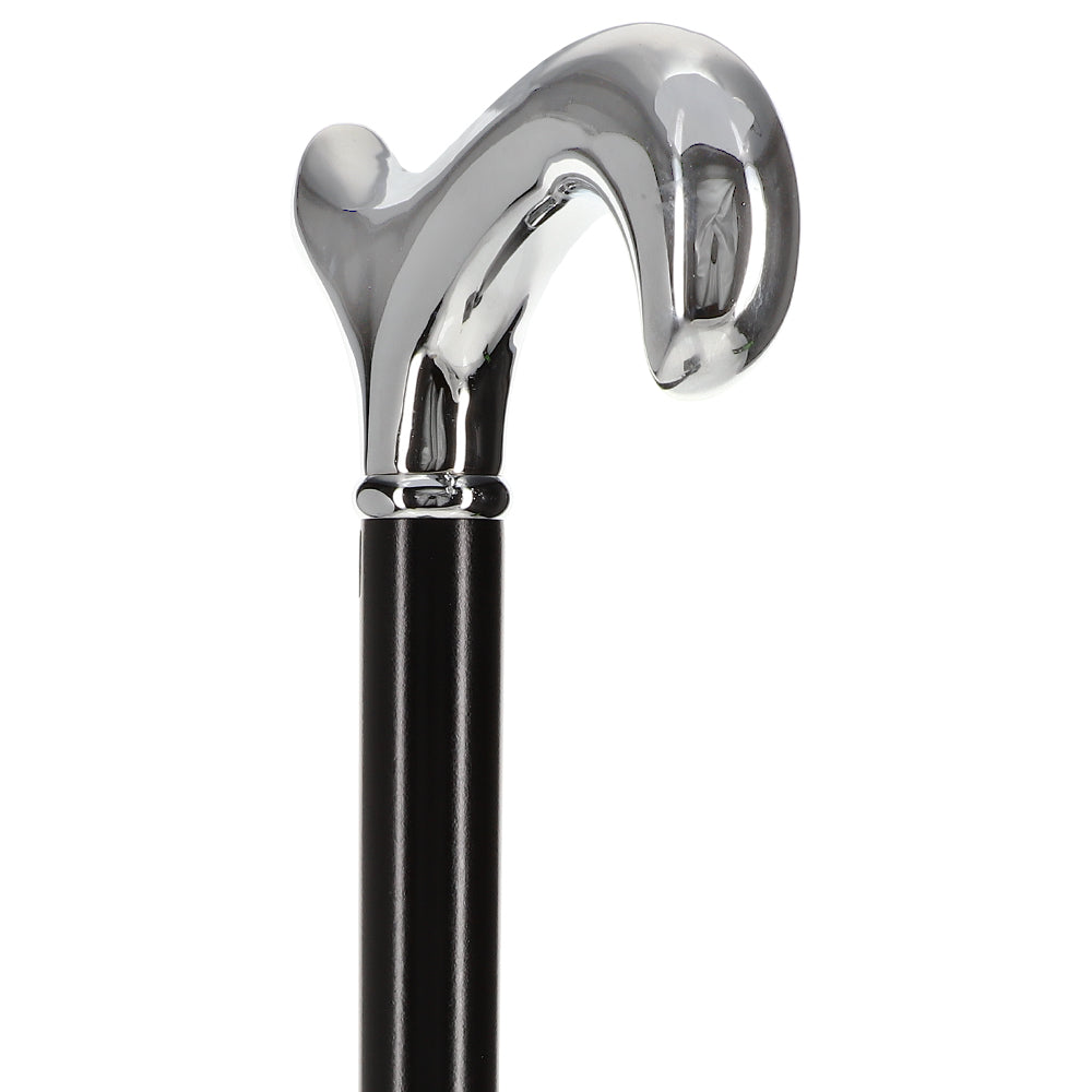 Formal Chrome Derby Cane, Black Beechwood & Silver Collar Buy Cheap Factory Outlet