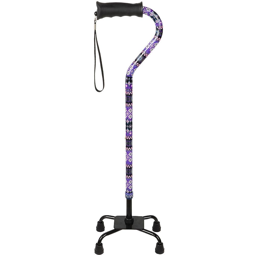 Pretty Purple Aluminum Convertible Quad Base Walking Cane - Adjustable Shaft Fashion Style Online