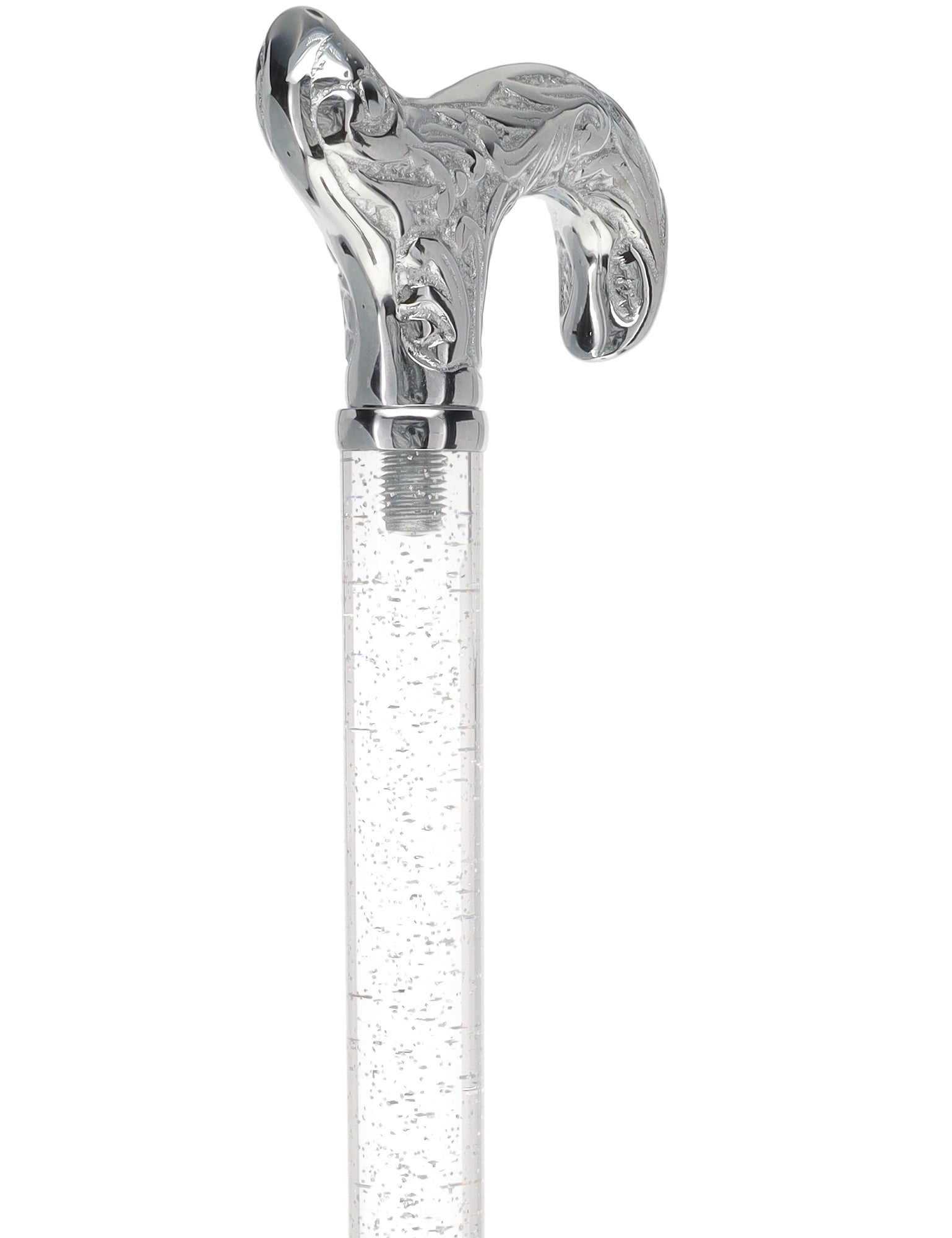 Crystal Elegance Chrome Derby Cane with Invisible Acrylic Shaft Options Latest Collections Online